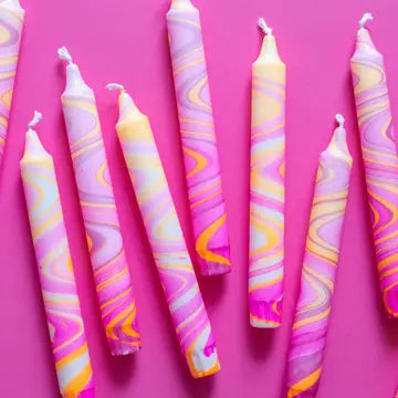 Taper Candles - Neon Marble