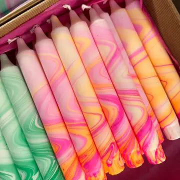 Taper Candles - Neon Marble