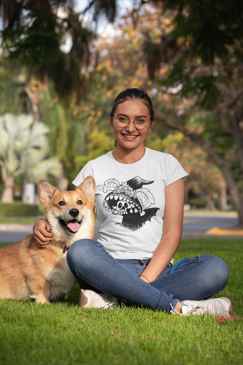 Catrina Unisex Jersey Short Sleeve Tee - Designed by Sadie Rothenberg (White)