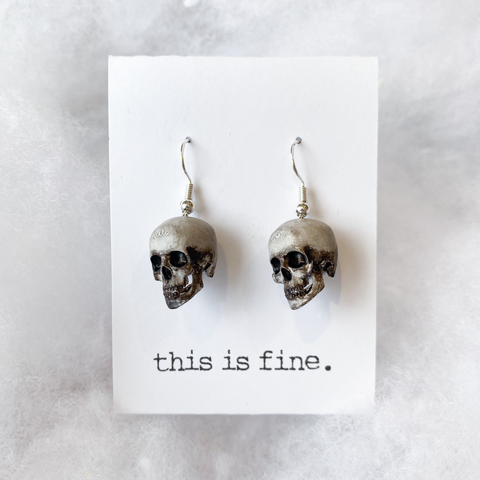 'I'm Deceased' - 3D Printed, Hand-Painted Skull Earrings / this is fine.
