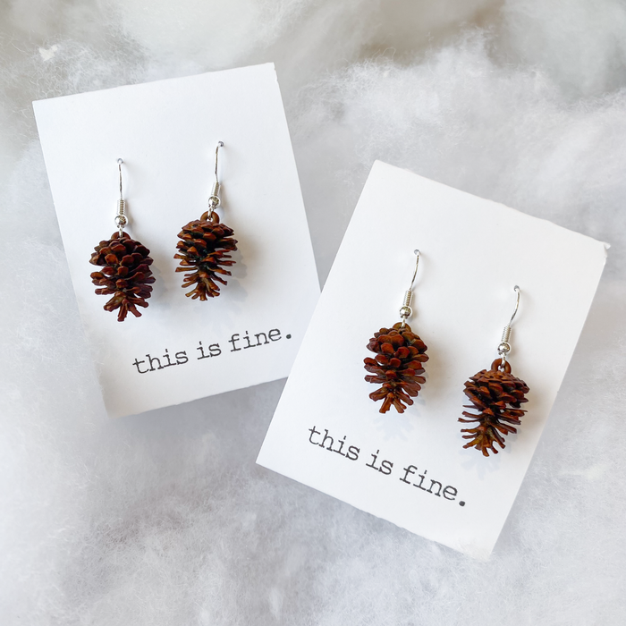 This is Pine - 3D Printed, Hand-Painted Pinecone Earrings / this is fine.