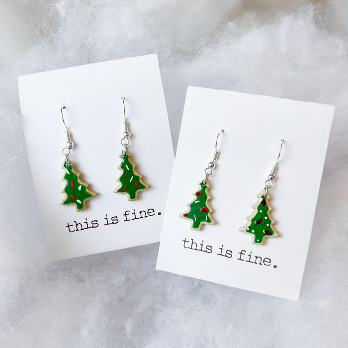 3D Printed, Hand-Painted Christmas Tree Earrings / this is fine.