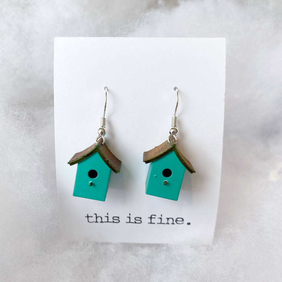 'Affordable Housing' - 3D Printed, Hand-Painted Bird House Earrings / this is fine.