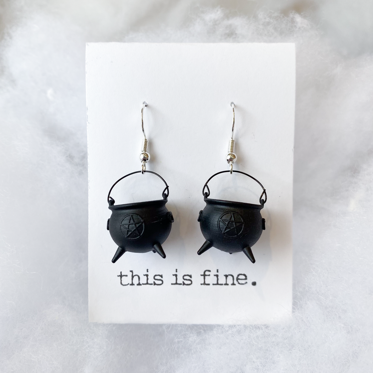 'Witch Please' - 3D Printed, Hand-Painted Cauldron Earrings / this is fine.