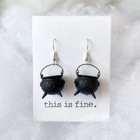 'Witch Please' - 3D Printed, Hand-Painted Cauldron Earrings / this is fine.
