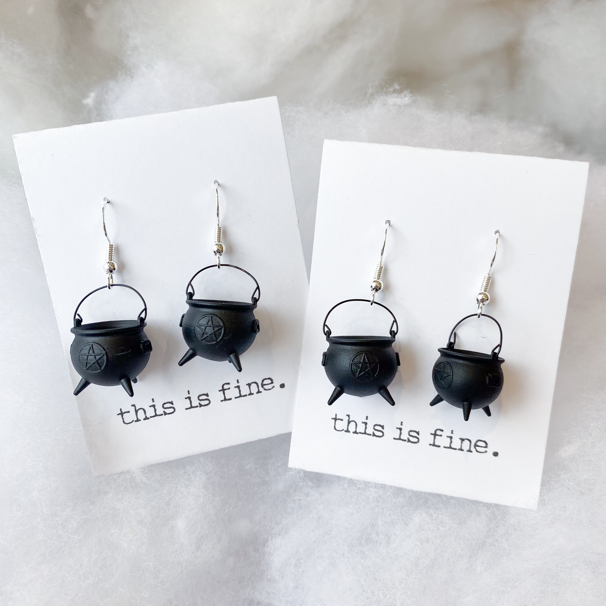 'Witch Please' - 3D Printed, Hand-Painted Cauldron Earrings / this is fine.