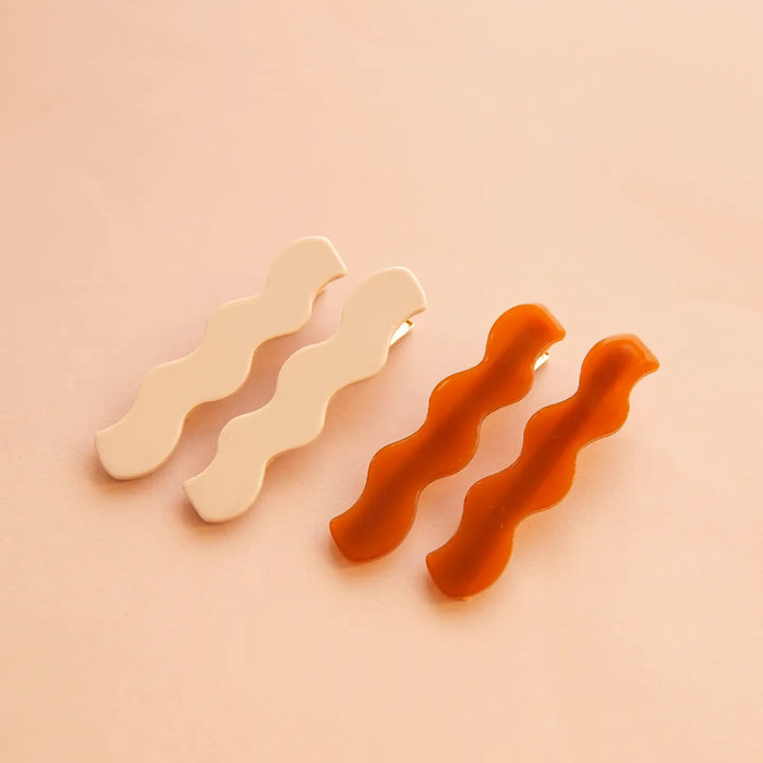 Wavy Hair Clips - Cognac