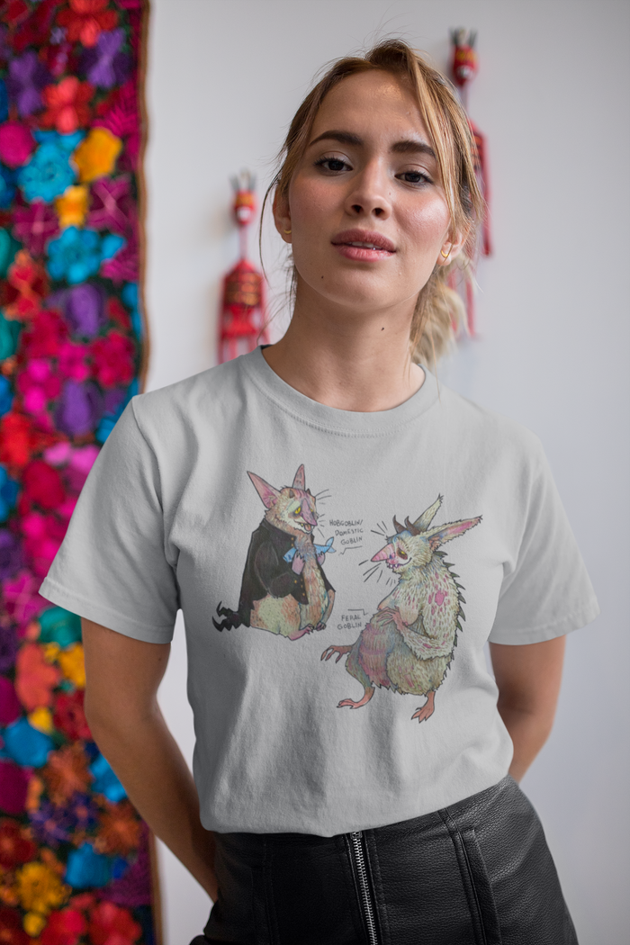 Goblin T-shirt - Domestic and Feral Cotton T-shirt - Light Gray