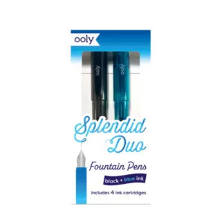 Splendid Duo Fountain Pens: Black & Blue Inks - Set of 2 Pen