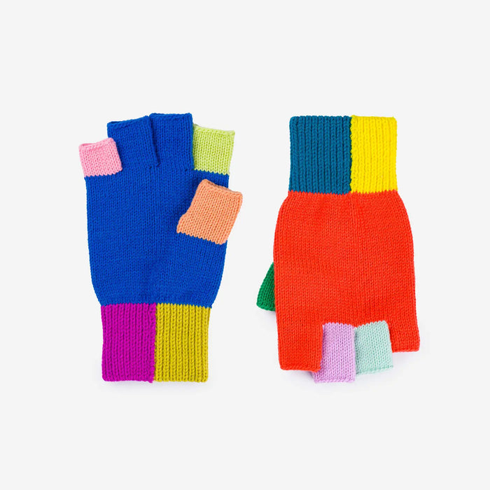 Mismatched Fingerless Gloves in Rainbow from Verloop Knits