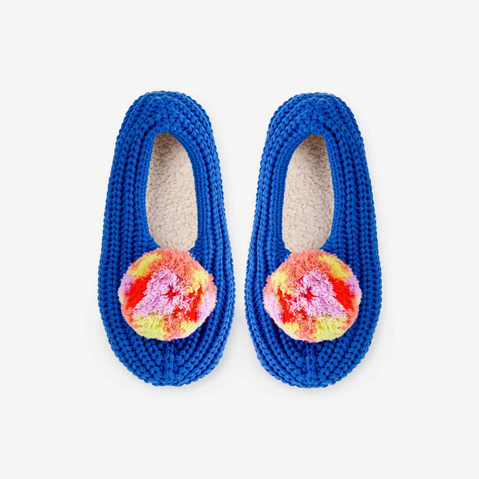 Marble Pom Pom Slippers Cobalt M/L - Women’s 8-10