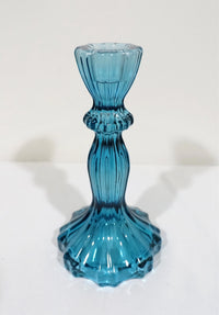 Glass Candlestick Holder Large Ocean Blue