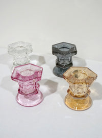 Glass Candlestick Holder Small Pink