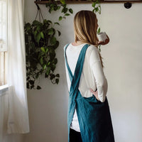 Cross Back Apron Peacock Blue