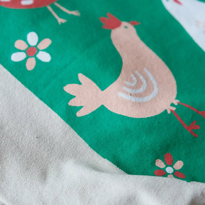 Chicken Field Canvas Tote with Vegan Leather Handle