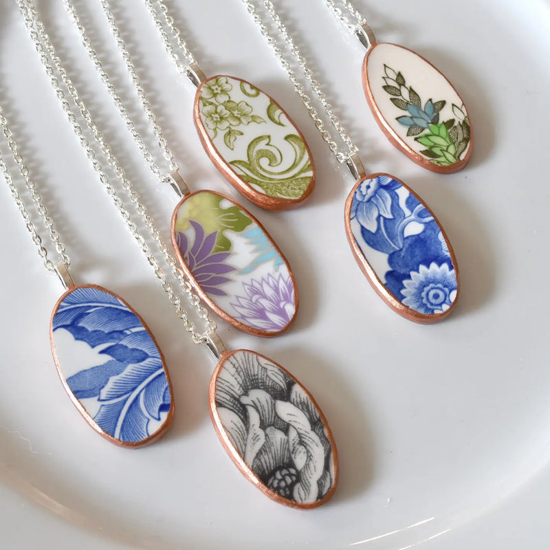 Broken Plate Oval Necklace — Rose Gold