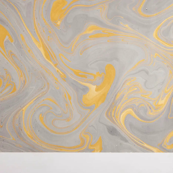 Hand Marbled Wrapping Paper Sheets - Ash Grey/Gold