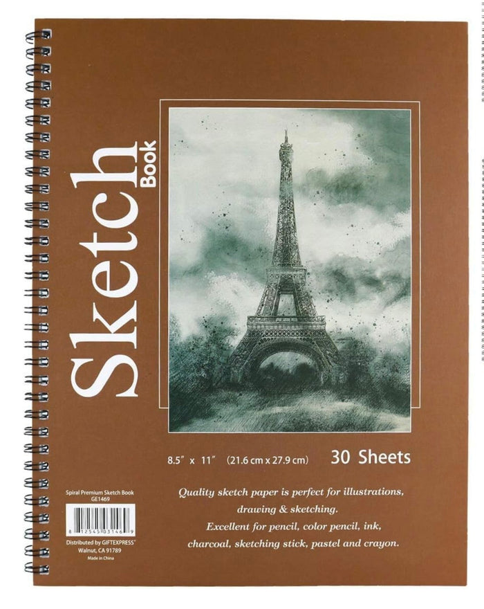 Sketch Pad - 8.5” x 11” Spiral Bound - 30 Sheets