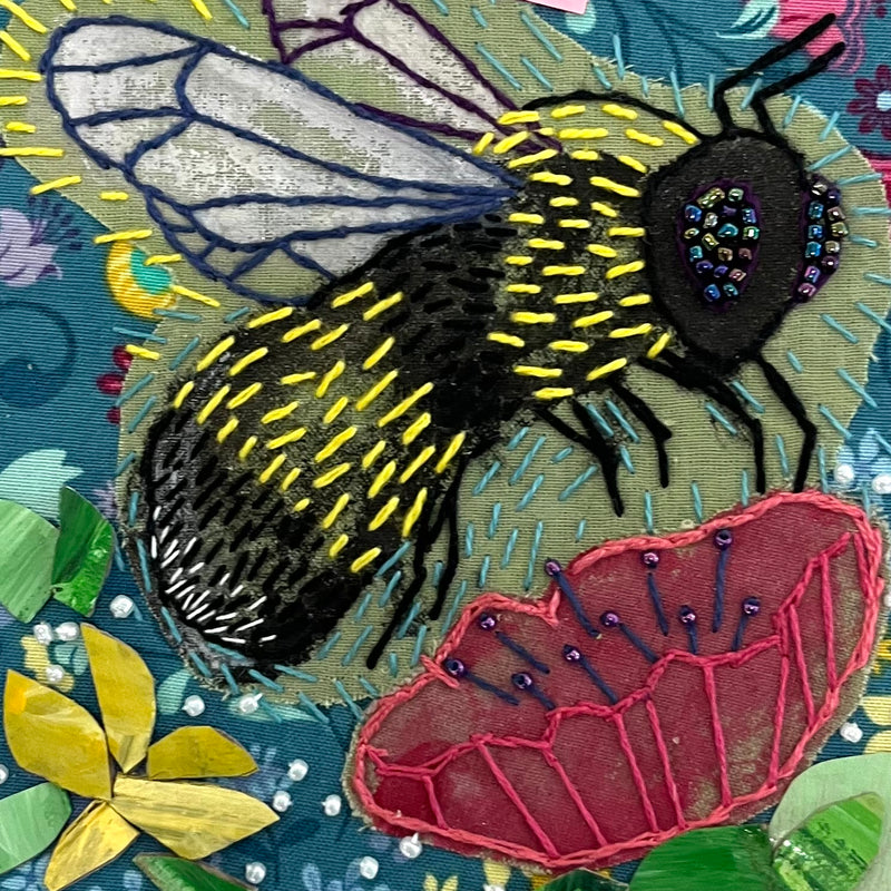 Sweet Bee - OOAK Handmade  Mixed Media - by Artist Sadie Rothenberg