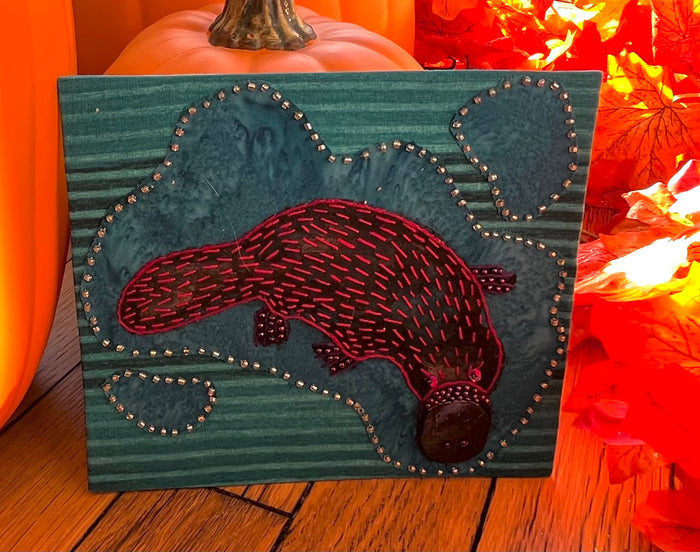 Platypus Gorgeous Original Art —OOAK Handmade  Mixed Media - by Artist Sadie Rothenberg