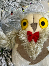 Oliver Owl  - OOAK Handmade Soft Sculpture - Cute Owl by Artist Sadie Rothenberg