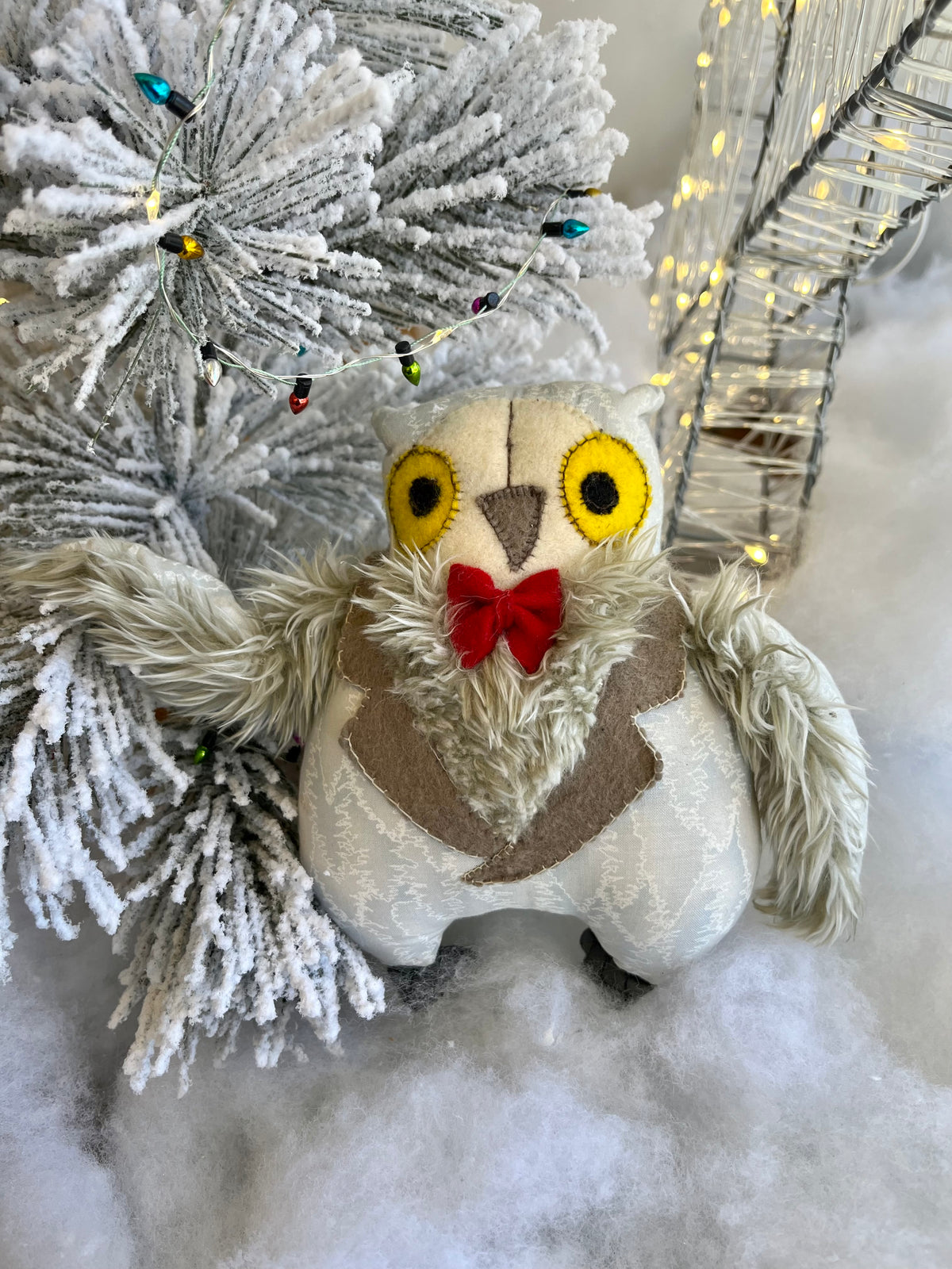Oliver Owl  - OOAK Handmade Soft Sculpture - Cute Owl by Artist Sadie Rothenberg
