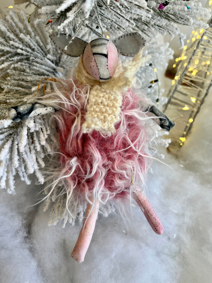 Shemp the Sheep (Pink) - OOAK Handmade Soft Sculpture - Cute Sheep Lamb by Artist Sadie Rothenberg