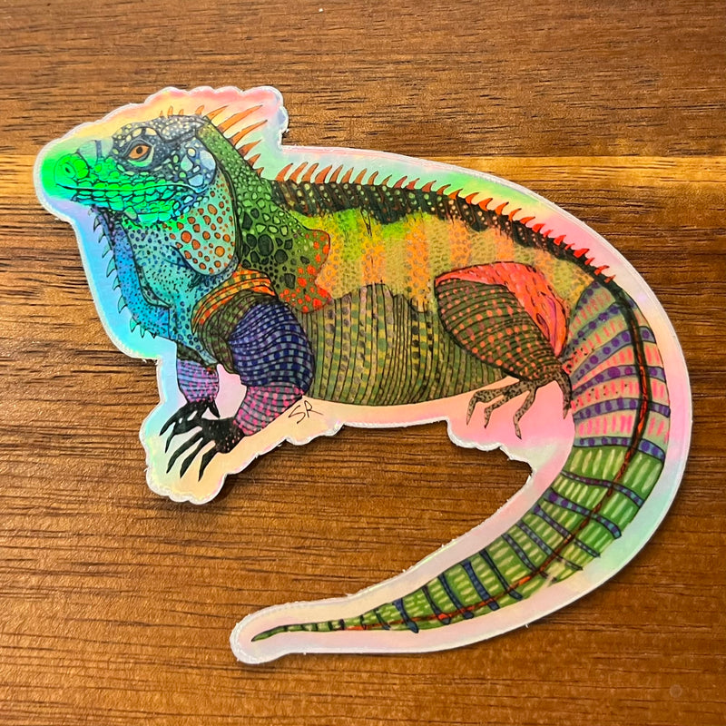 Big Boi Iguana - Colorful Holographic Vinyl - Water-proof Sticker