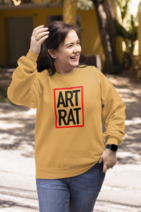 Soft Brown Crew Neck Sweatshirt with Red ArtRat Logo