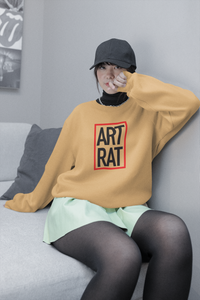 Soft Brown Crew Neck Sweatshirt with Square ArtRat Logo