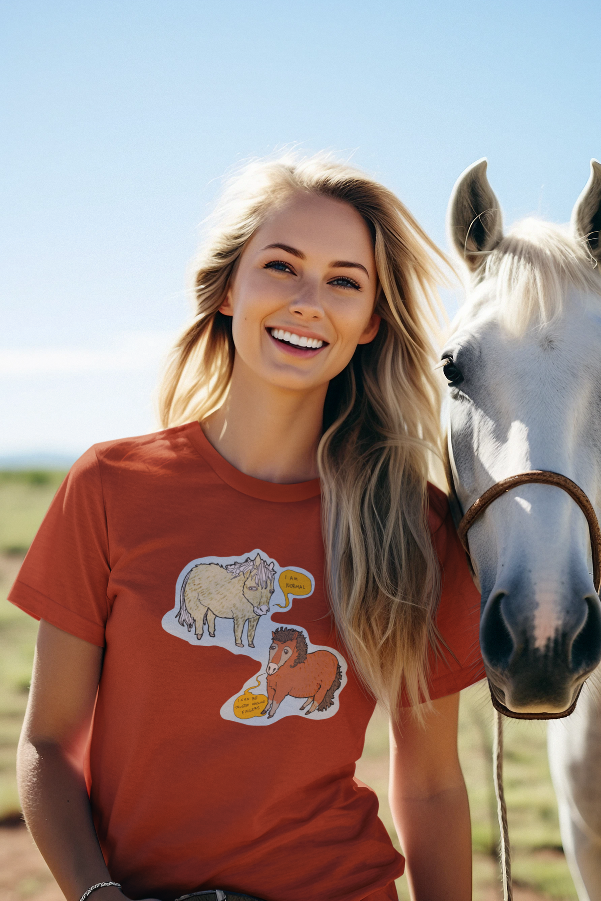 Mini Horses Who Lie - Unisex Short Sleeve Tee - Designed by Sadie Rothenberg - Autumn