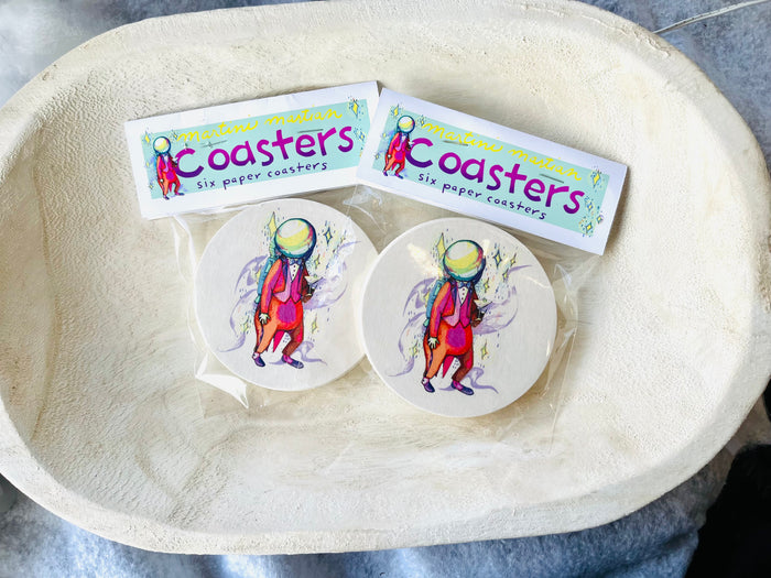 Martini Martian - Thick Paper Coasters - Set of Six