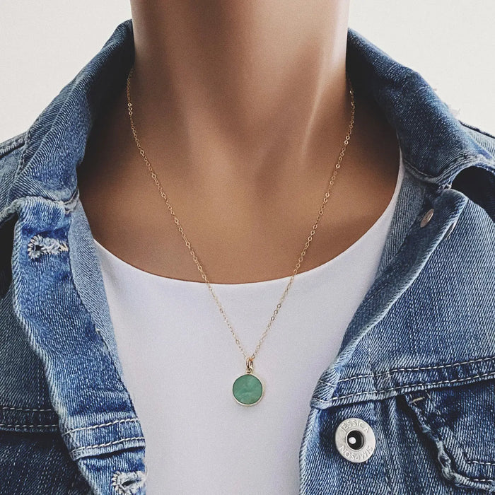 Amazonite Small Gold Disc Round Necklace / Soul & Little Rose