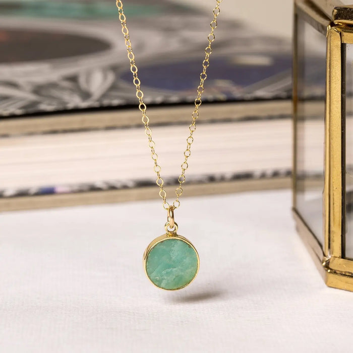 Amazonite Small Gold Disc Round Necklace / Soul & Little Rose