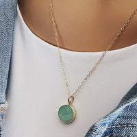 Amazonite Small Gold Disc Round Necklace / Soul & Little Rose