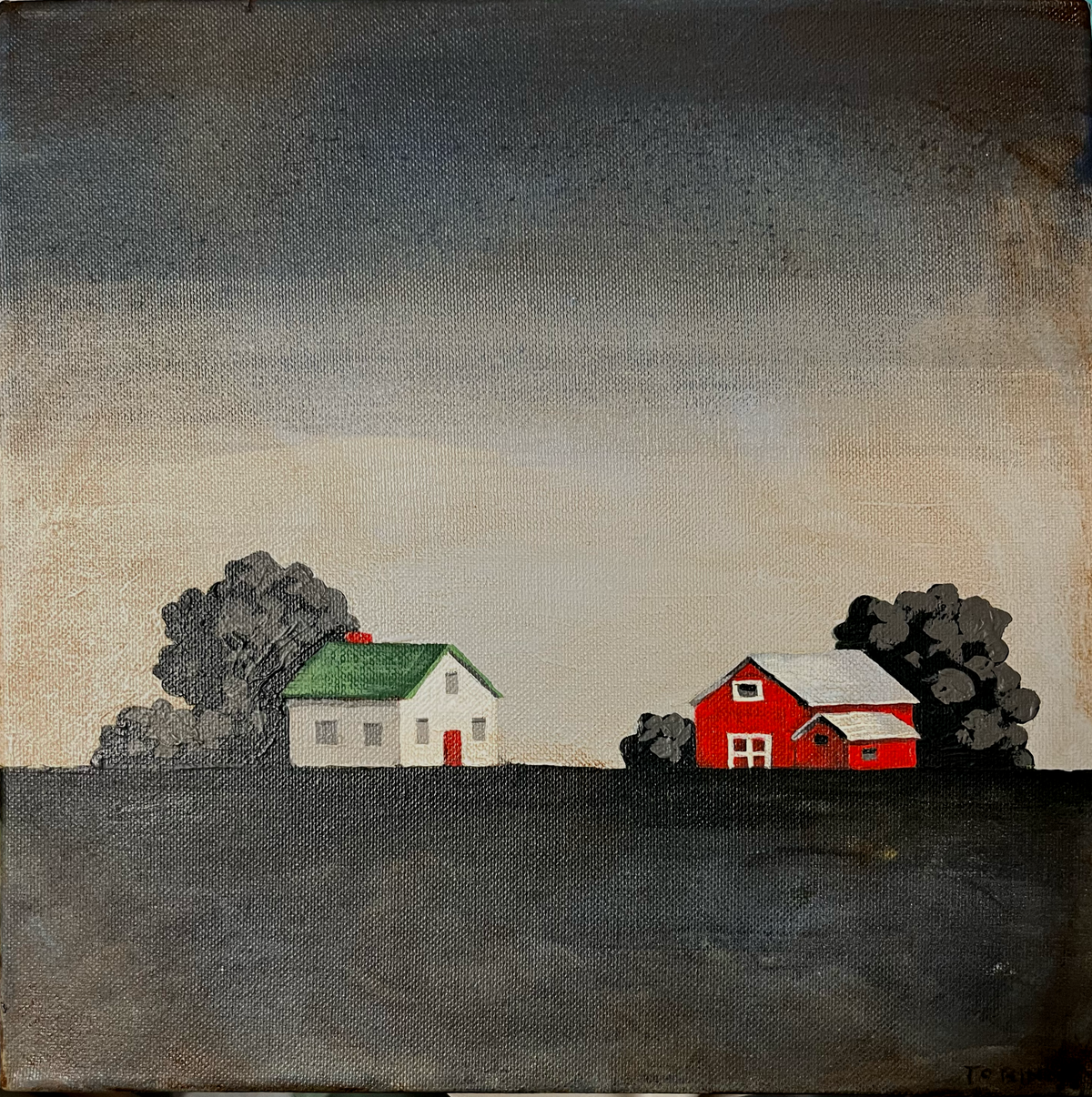 Moonlight Farm - Acrylic Painting on Canvas by Nancy Tobin