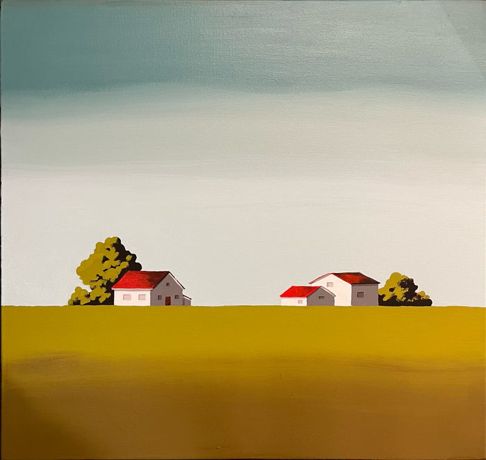 Hill Top Farm - Acrylic Painting on Canvas by Nancy Tobin