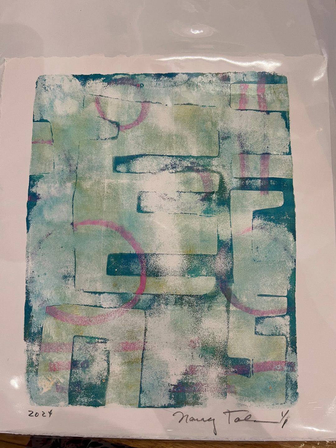 1/1 Gelli Plate Prints — Original Artwork by Nancy Tobin - Signed
