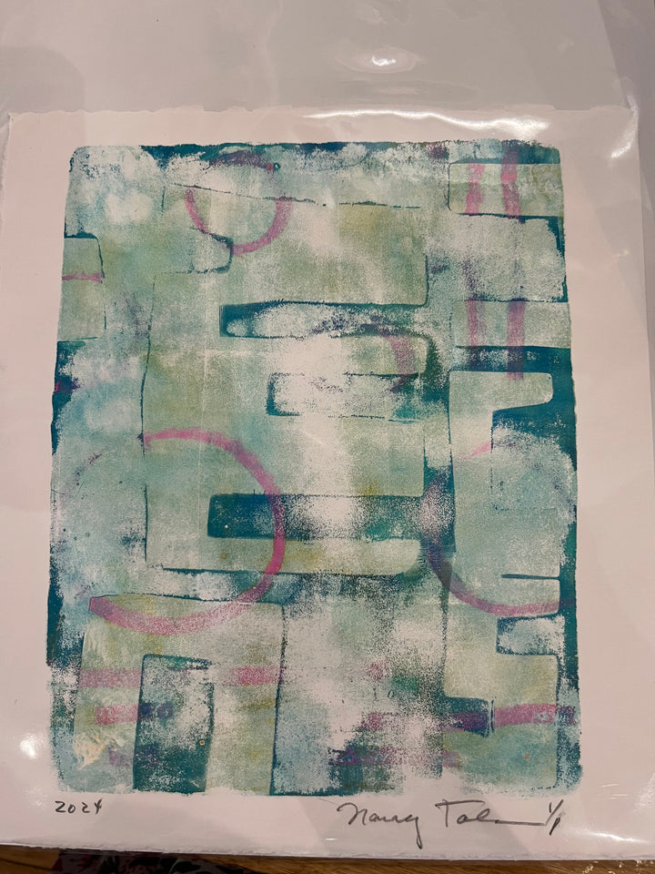 1/1 Gelli Plate Prints — Original Artwork by Nancy Tobin - Signed
