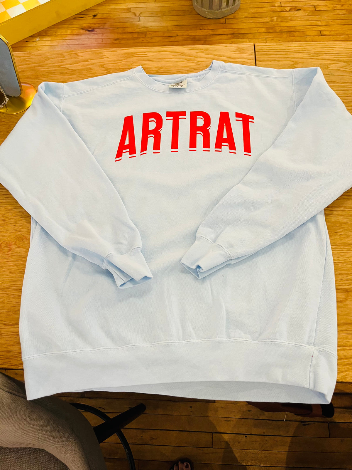 Light Blue Comfort Colors Crew Neck Sweatshirt with ArtRat Logo