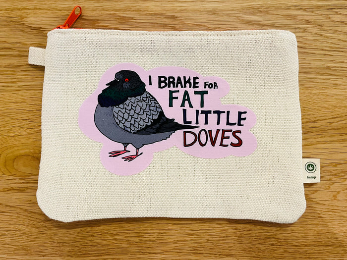 Fat Little Doves Hemp/Cotton Pouch - Designed by Sadie Rothenberg
