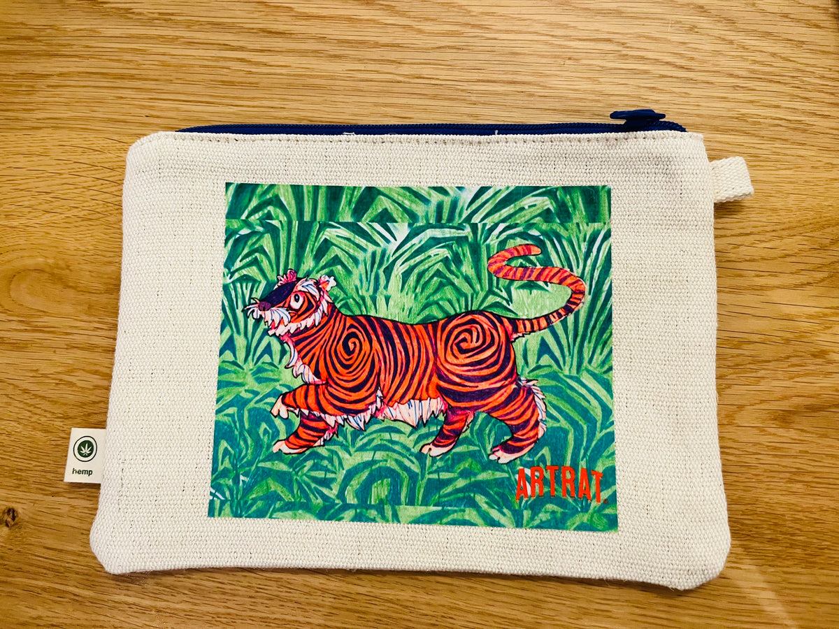 Tiger Hemp/Cotton Pouch - Designed by Sadie Rothenberg