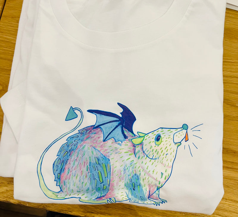 Little Dragon Rat Cotton T-Shirt - White