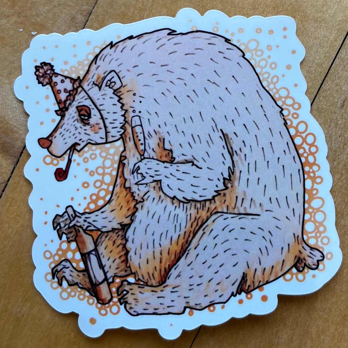 Party Bear Waterproof Vinyl Sticker