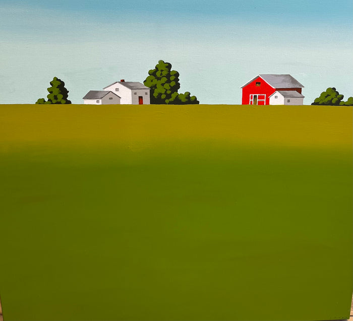 Little Red Barn - Acrylic Painting on Canvas by Nancy Tobin