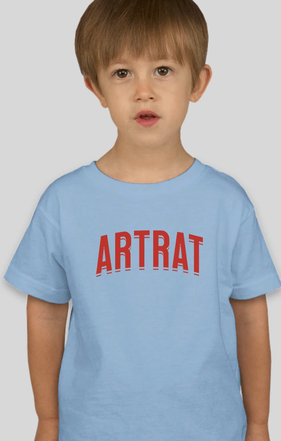 Kids ArtRat Logo Tee Shirt — Soft Blue and Light Yellow —  Short Sleeve Tee