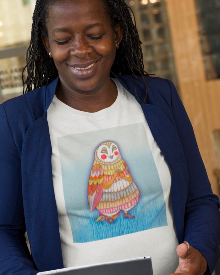 Owl Lady Unisex Jersey Short Sleeve Tee - Designed by Sadie Rothenberg  - White