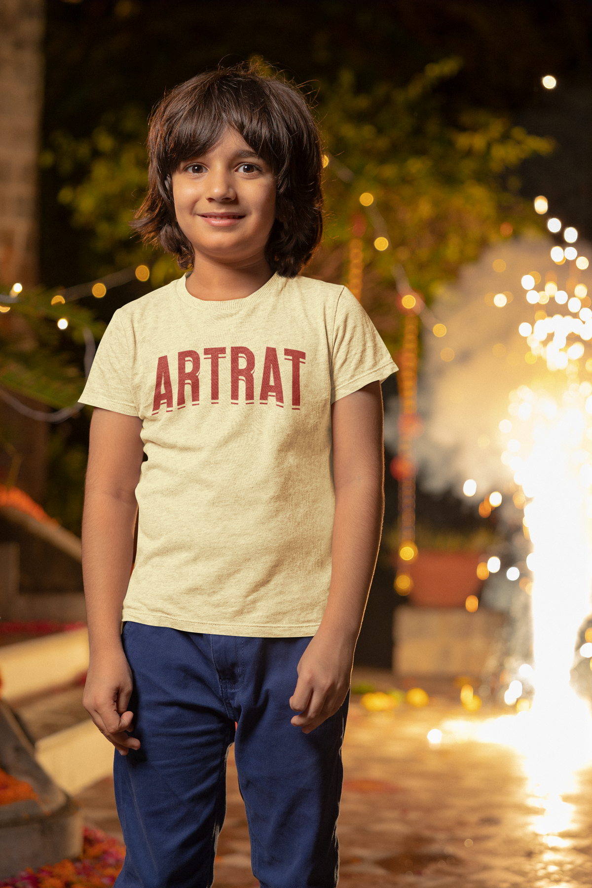 Kids ArtRat Logo Tee Shirt — Soft Blue and Light Yellow —  Short Sleeve Tee