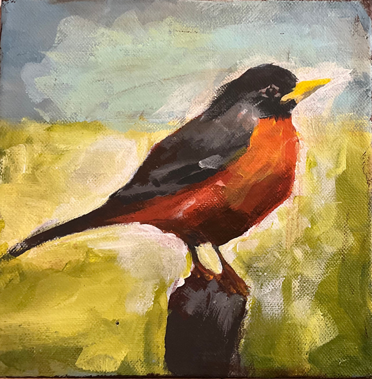 Sentry — Robin Acrylic Painting on Canvas by Nancy Jean Home