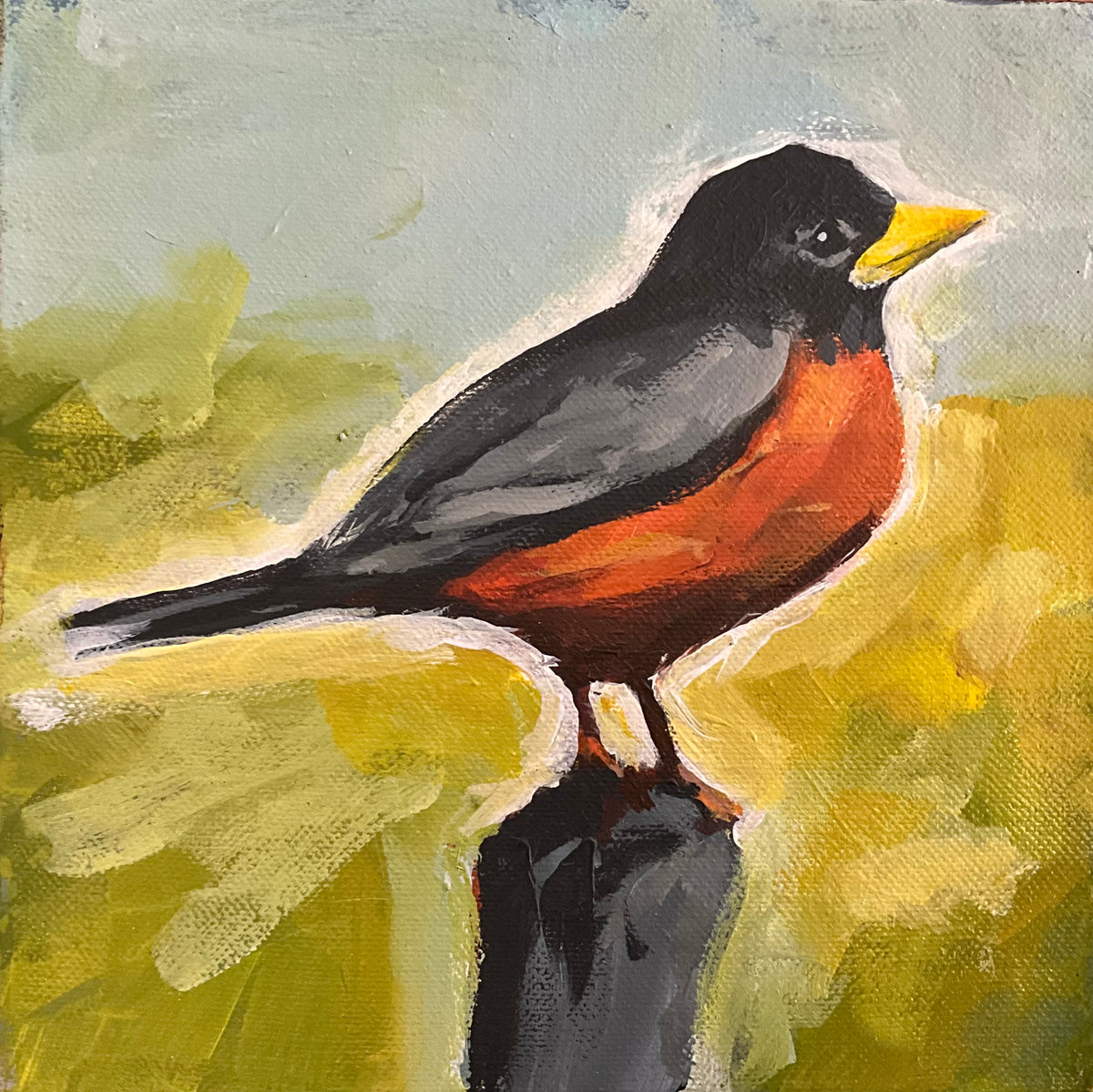 Sentry — Robin Acrylic Painting on Canvas by Nancy Jean Home